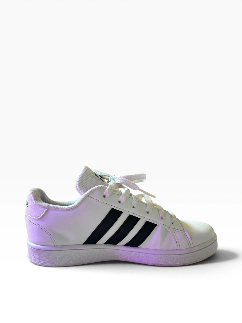 Adidas Grand Court Youth Sneakers - Size 7 Kids White/Black Stripes Excellent